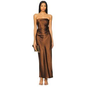 Runaway The Label x REVOLVE Kristine Dress in Chocolate Small New Womens Satin